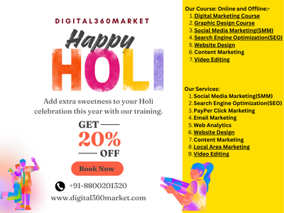 Holi special offer Flat 20% Off on All Courses at Digital360Market