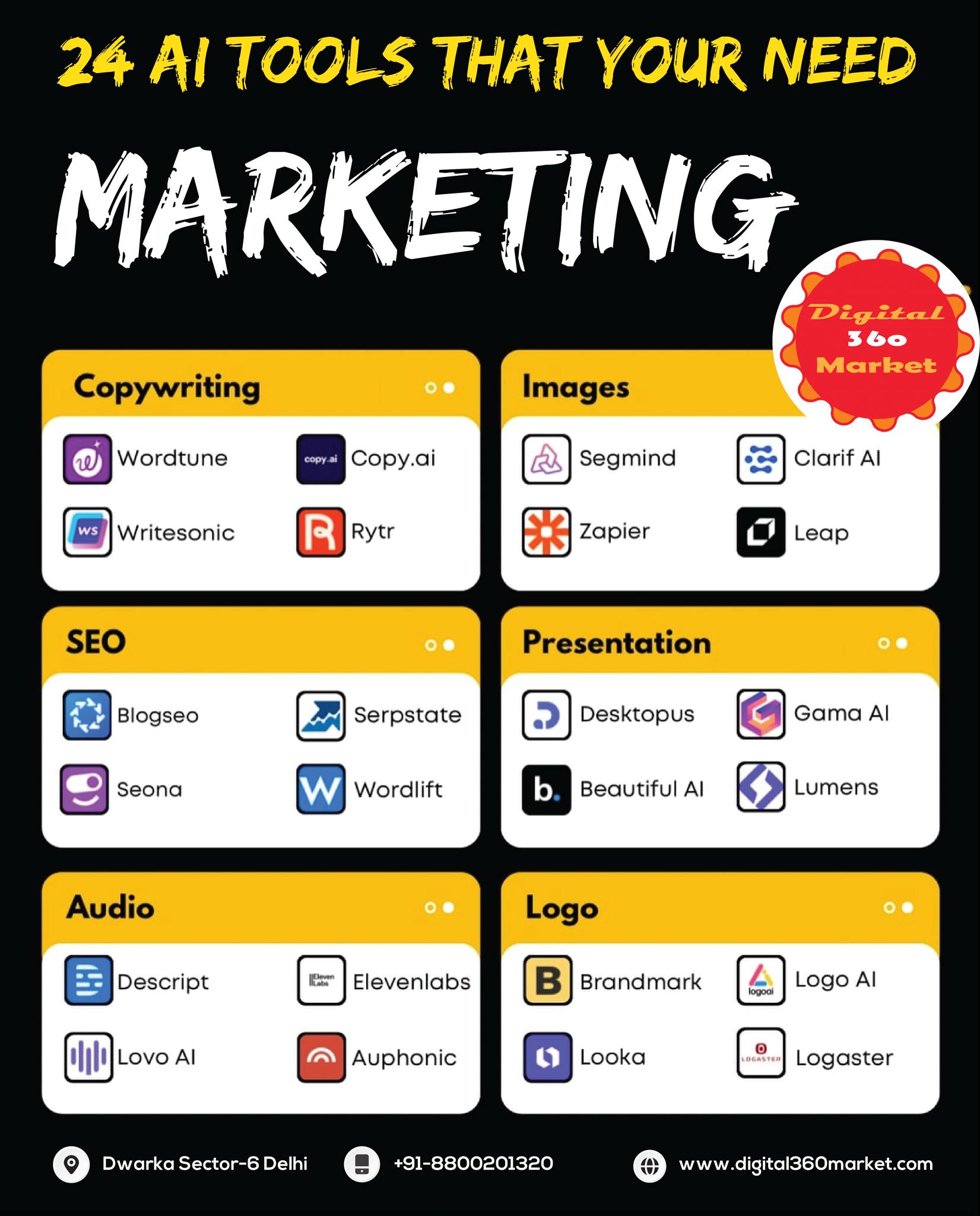 24 AI tools that you need for MARKETING!