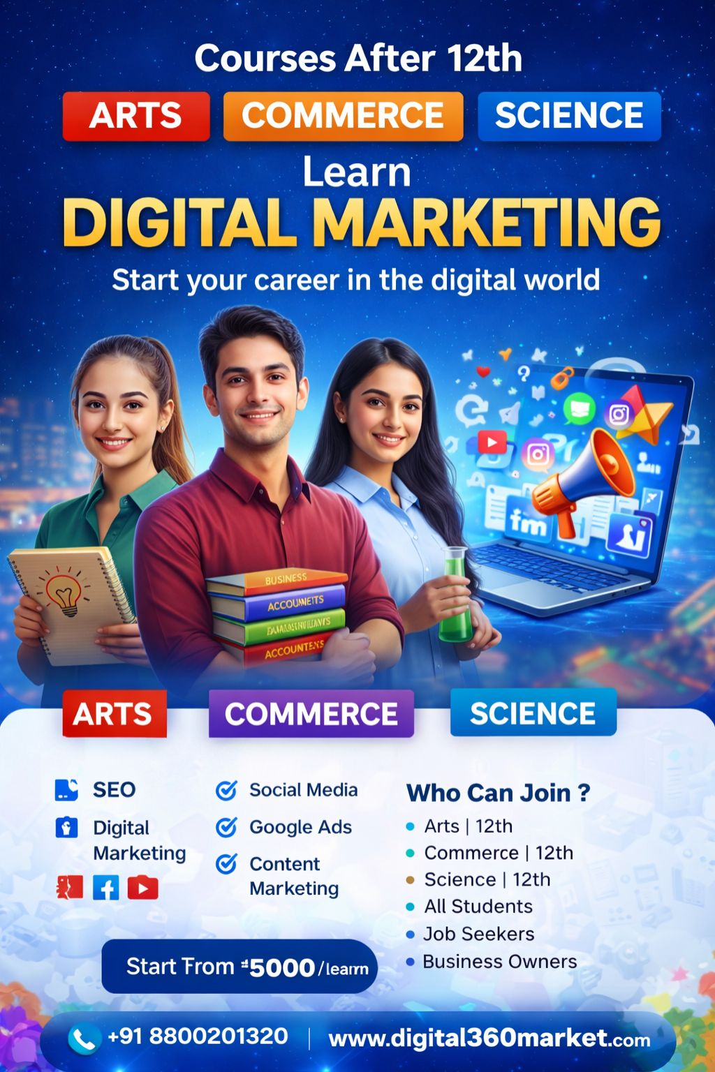 Courses After 12th Arts, Commerce & Science – Digital Marketing in Delhi